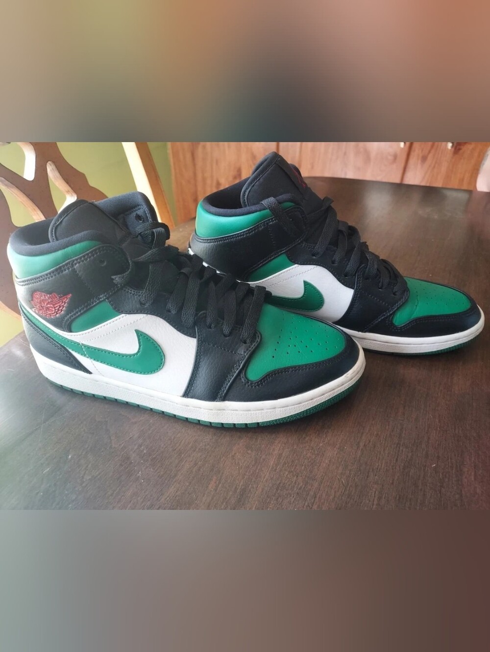 Nike Jordan 1 Mid Black/Gym Red/Pine/White Men's 8.5 NO INSOLES